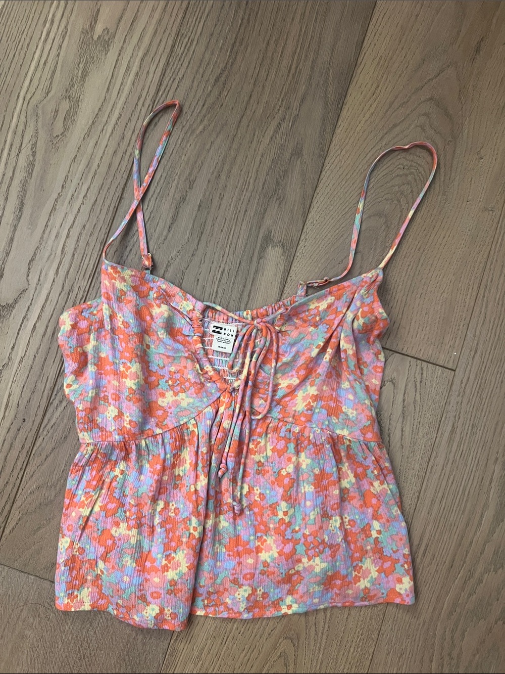 Billabong Pink Floral Tie-Front Cami Top